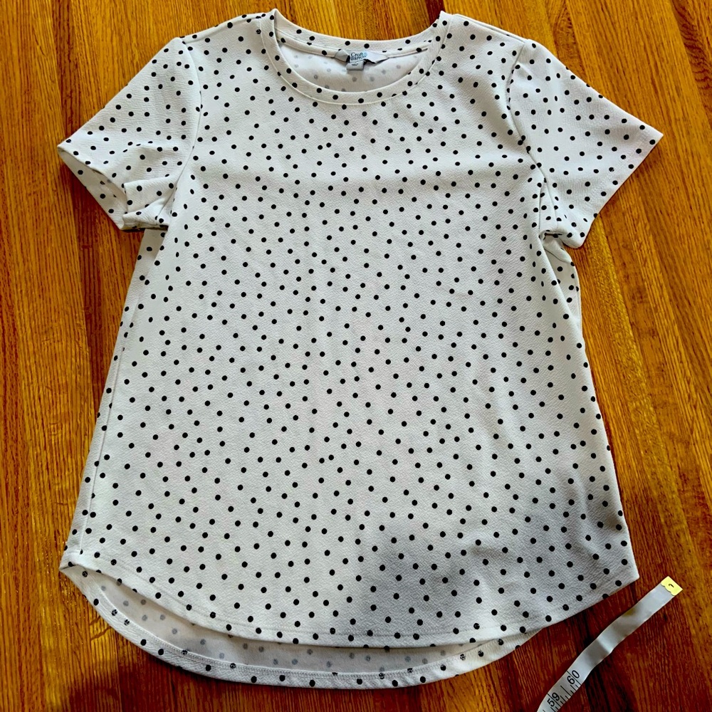 Croft & Barrow black and white polka dot top